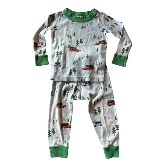 Hanna Andersson Christmas Tree Holiday Long John Pajamas Size 80 18-24 months - Picture 1 of 4